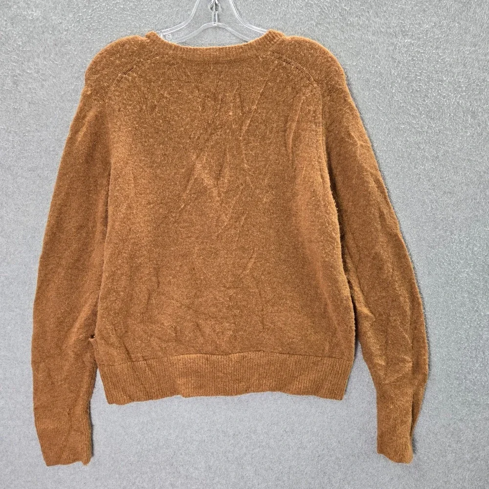 Madewell Women‎ Sweater Medium Brown Faux Wrap Merino Wool Alpaca Blend Pullover
